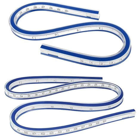 2 reglas curvadas flexibles de 30 cm y 60 cm, para sastre, para carpintería, dibujo, diseño de ropa, sastre