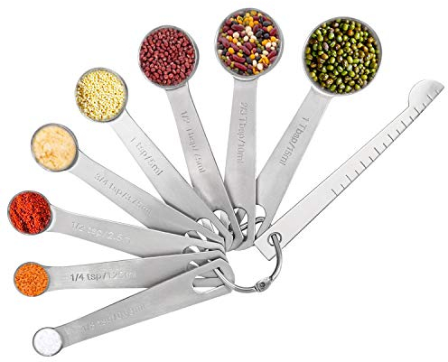 Vicloon Cucchiai Dosatori, Set di 9 Misurini in Acciaio Inox 304 Measuring Spoons Preciso Cucina Misurini Cucchiai Dosatore Set per Misurazione a Secco e Ingredienti Liquidi