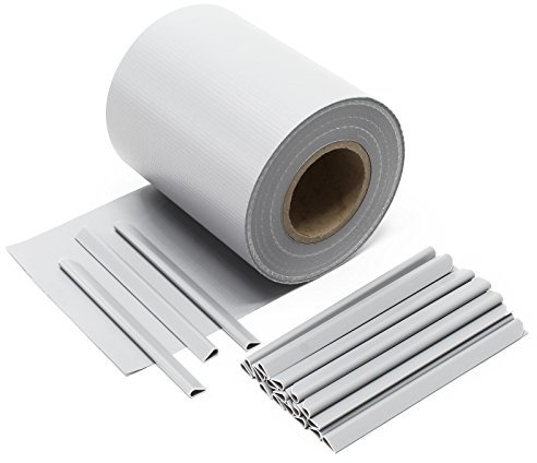 WilTec Cinta protección Vallas, Gris 35mx19cm, PVC 450g/m², con 20 Clips Lámina privacidad