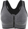 CLOUSPO Sports Bra Post Surgery Bra Zip Front Wireless with Removable Pads Yoga Bra for Workout Fitness(L,Grey)