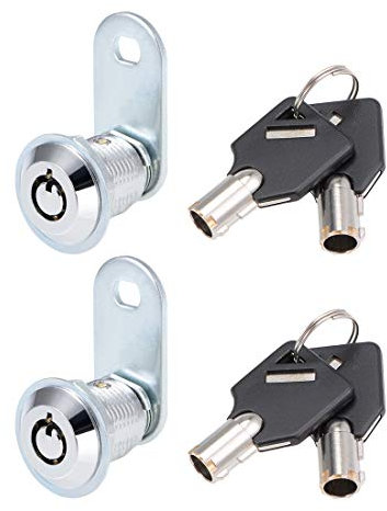 sourcing map Cerradura Tubular de La Leva de Acabado de Cromo de Aleación de Zinc de Cilindro con Llaves Diferentes Cilindro de 20 mm, con llave igual, paquete de 2