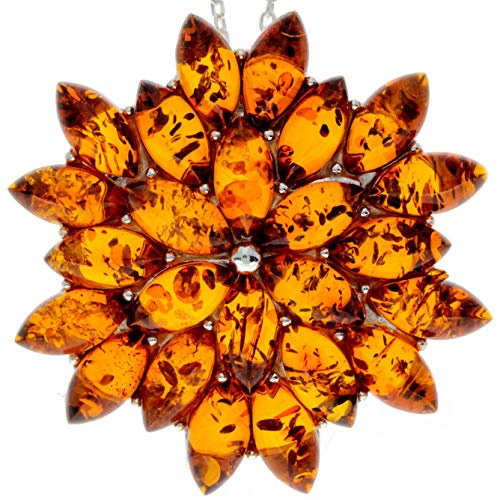 1702 Anhänger aus echtem baltischen Bernstein und Sterlingsilber, ungewöhnlicher Anhänger ohne Kette, klein, Stein Sterling-Silber Harz, Bernstein