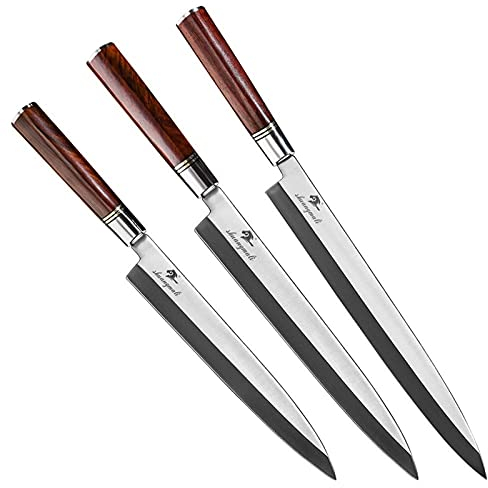 Juego de cuchillos de sashimi de salmón 1.4116 Acero Fileteado Cuchillos Conjunto Cortar Peces Cleaver Salmon Sushi Cuchillo Conjunto Cuchillo de Chef (Color : Sashimi Knives Set)