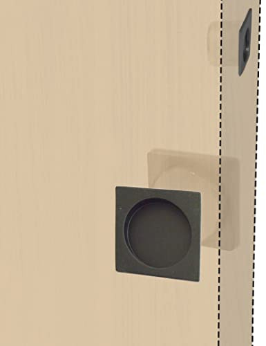 BricoShopping Dörrhandtag Set för Innerdörr i Trä Med Skjutbara Fack Utan Lås, Nyckel och Rund Blind Hake Stålmunstycke (Kvadrat S/Lås, Svart)
