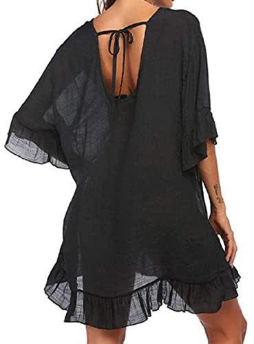 Copricostume Donna Mare Abiti Lunghi Estivi Camicia da Spiaggia Camicetta Scollo a V Elegante Vestiti Corti Costumi da Bagno Bikini Cover Up per Piscina Mare Estate Vacanza Chiffon Copricostume