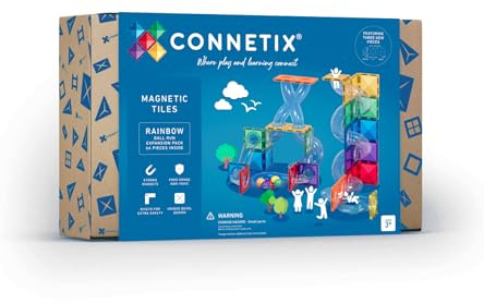 CONNETIX Tuiles magnétiques Arc-en-Ciel Paquet d'extension Circuit de Billes, 66 pièces