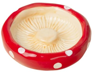 Gralara Ceramic Hamster Food Bowl Furniture Outdoor Mushroom Shaped Hamster Habitat for Chipmunk Rats Accessories, Food Bowl B