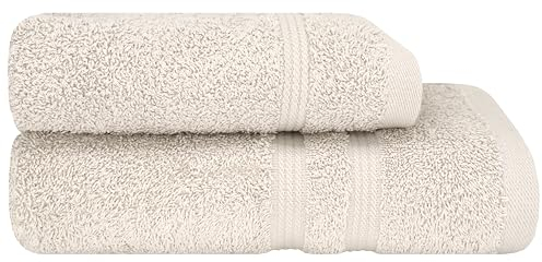 Bassetti Trendy, zweiteiliges Set aus Frottee, 1 Gäste, 38 x 55 cm + 1 Handtuch 58 x 105 cm, 100 % reine Baumwolle, zeitgenössische Muschel