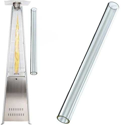 GardenCo Outdoor Flame Patio Heater (TUBE ONLY HEATER NOT INCLUDED) - Stainless Steel Gas Pyramid Patio Heater - Weatherproof Cover and Wheels - 13Kw (Spare Glass Tube with Rubber Seal)