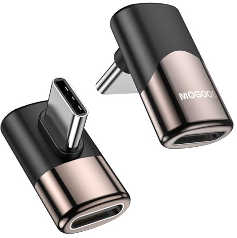 MOGOOD Adaptador USB C de ángulo recto de 90 grados - C macho a C hembra USB C extensor para Steam Deck, Switch, Notebook, tablet, teléfono móvil y más