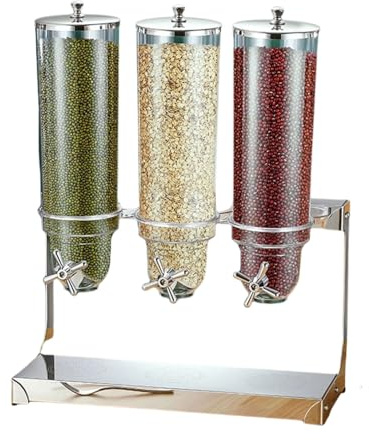 OIFJROIW Dispensador De Cereales, Recipientes De Encimera para Alimentos Secos con Barril De PC Y Base De Acero para El Hogar Y La Cocina, Plata(10.5L)
