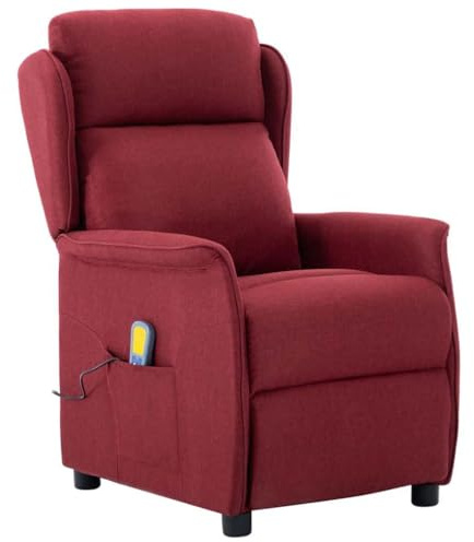 Genérico Silla de Masaje con cojín Vino 93.5 x 67.5 x 101.5 cm Tela, Sillones de Masaje eléctricos Borgoña,348352