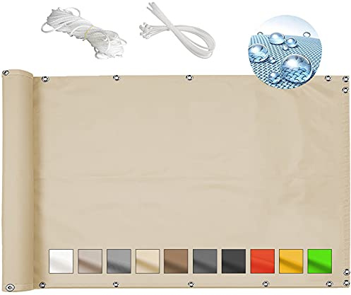 100 x 1 000 cm balkongskydd utan borrning – snygg sandfärgad design för trädgård och terrass, idealiska utomhusmöbler och stängselskydd