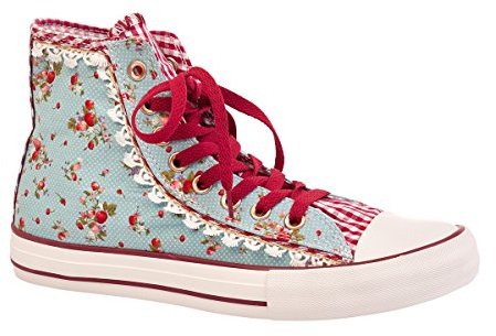 Krüger Dirndl Trachten Damen Sneaker - Erdbeere - hellblau, Größe 35