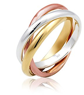 Elli Ring Damen Wickel Basic Tri-Color in 925 Sterling Silber