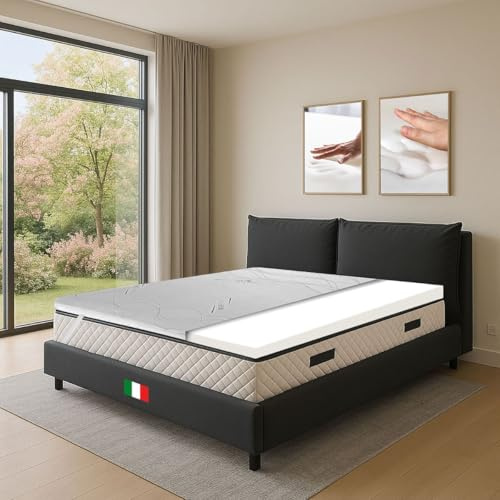GEEMMA s.r.l. Topper Memory Foam Star Foam Plus Altezza 5 cm Dispositivo Medico con Tessuto Anallergico Sfoderabile in Argento King Size 190x200 cm