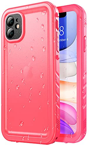 SPORTLINK Waterproof Case - Shockproof Heavy Duty Front Back Cover Built in Screen/Camera Protector 360 Full Body Protective IP68 Dustproof Military Bumper for iPhone 11 (6.1), Pink