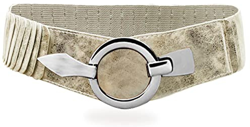 Gloop Midjebälte för kvinnor 6 cm brett elastiskt bälte höftbälte silverring, Guld, Taille unique