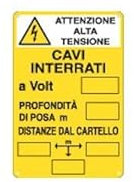 NEW CARTELLO SEGNALETICO - attenzione alta tensione cavi interrati - Adesivo Extra Resistente, Pannello in Forex, Pannello In Alluminio (PANNELLO IN ALLUMINIO 20X31 cm)