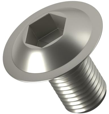 A2 Edelstahl Flansch Halbrundschrauben Bolzen Innensechskant mit Kragen (20 Stück) (M4 x 20 mm)