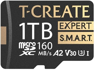 TEAMGROUP T-Create Smart A2 1TB Micro SDXC U3 V30 4K R/W Speed up to 160/150 MB/s High Speed Flash Memory Card for Creators, Compatible with GoPro, Insta360 TTCS1TIA2V3003