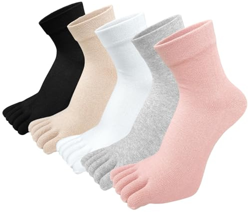 ZAKASA Calcetines Five Fingers de Algodón para Mujer - 5 Pares Cortos