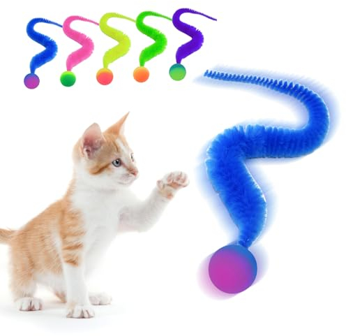 MOKIDO 5 Stück Wackelball für Katzen, Katzenbälle Hüpfbälle, Wiggly Ball, Lustiges Katzenspielzeug Ball, Beweglicher Funny Hüpfendes, Wackelbälle, Katzenball Kätzchenspielzeug für Katzen jeden Alters