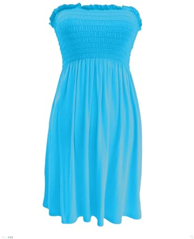 SXME MIGHT SAY - Camiseta de tirantes para mujer, con hombros descubiertos, elástico, liso, estampado, sin tirantes, vestido tipo boobTube tipo bandeau, talla grande, turquesa, 8-26