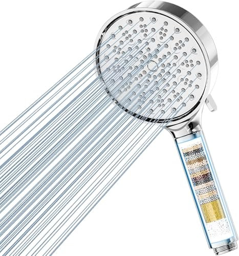 Cobbe Duschkopf mit Filter, Hochdruck Duschbrause mit 6 Strahlarten, Duschkopf Wassersparend mit Filtration in 20 Schichten, Handbrause mit Filter Gegen Kalk für Hartes Wasser, Chlor