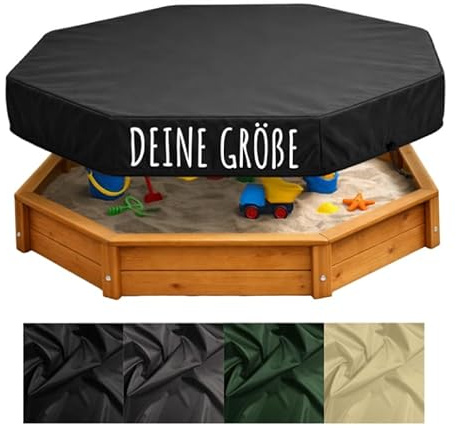 Abdeckung für Achteckige Sandkasten nach Maß Atmungsaktiv für Sandkiste Wasserabweisend Winddicht Schutzhülle Spielkiste Abdeckhaube Sandkastenplane Schwarz alle Größen Maßanfertigung 8eck [131]