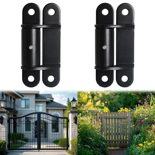 7 Heavy Duty Gate Hinge, Matte Black Fence Banister Hinges Mount Bolt Welded Roller Bearing Gate Heavy Hinges, Iron Hinge Max Bearing Capacity 1100 lbs, for Metal or Wood Garden Gate, Farm Fence