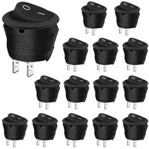 EIH1 15 Stück Kippschalter Schalter 12v On/Off Einrastbare mit Selbsthemmung Mini 2 Polig Wippschalter für Einbau Wohnmobil Switch Taster Modellbau Auto Boot HaushaltsgeräTe Lampenschalter Einrastbare