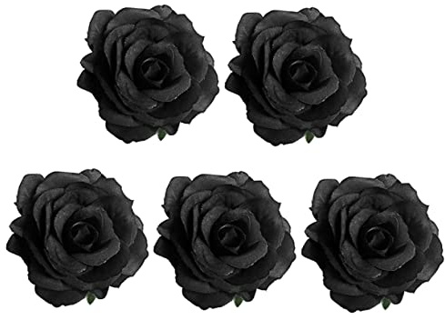 NIYANGLE Broche Rose Funéraire Lot De 5, Pince à Cheveux Rose Noire, Accessoire Funéraire Petite Taille, Pour Tenue De Deuil, Broche En Tissu, Élégant Et Discret