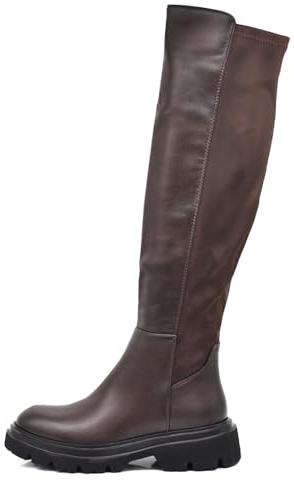 IF Fashion Stivali Al Ginocchio Scarpe da Donna Tessuto Stretch Elasticizzato GA040 Brown N.36
