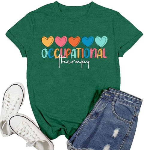Ascrazy Occupational Therapy Shirt for Women Occupational Therapist Tshirt OT Month Assistant Tee Tops Green