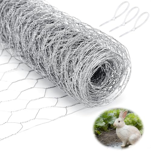 Mallas para Gallinero, Malla Metálica 0.4 x 12 m, Malla de Alambre | Malla Conejera, Galvanizada, Prevención de la Oxidación, para Conejos y Gallinas Cercado de Animales Terrazas