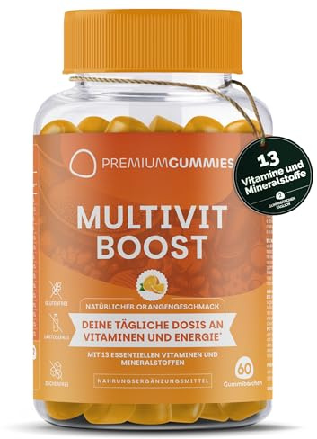 Multivitaminfruktgummi med 13 vitaminer och zink + selen – apelsin – sockerfri, glutenfri och genteknikfri – 60 gummi i 30 dagar – premiumgummi