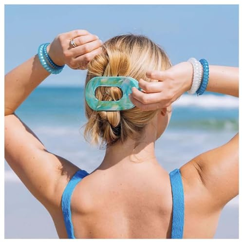 Cybche Pinzas De Pelo Plano Turquesa Pinzas De Garra Plana Gran Garra Pasadores Oval Clip De La Cabeza Azul Acrílico Pasador De Pelo Decorativo Hairs Accesorios De Joyería Para Las Mujeres(azul)