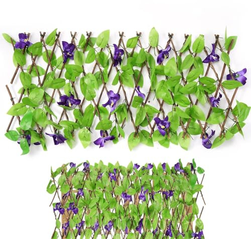 Künstlicher Efeu-, 30 x 180 cm, Garten-Rankgitter, Sichtschutz für den Garten, erweiterbar, künstliches grünes Spalier