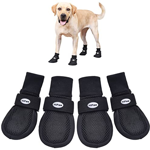 Hipaw Breathable Dog Shoes for Medium Large Dogs,Comfortable Dog Boots with Non-Slip Soles,Paw Protectors for Cold or Hot Pavement,Dog Booties for Hardwood Floors Daily Walking
