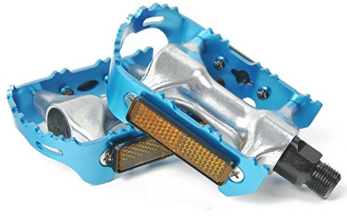 Trekking Pedale mit Reflektor nach StVZO aus Alu Anti-Rutsch Fahrradpedal Paar 9/16 Zoll Gewinde für Mountainbike/E-Bike/Trekking Bike Fahrrad Pedal Aluminium Fahrradpedale + Pedalreflektoren Blau