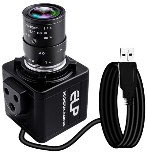 ELP 4K Webcam, Ultra HD IMX317 USB Camera with 2.8-12mm Zoom Lens, Supports 3840x2160@30fps, 2160P USB Conference Varifocal Focus Web Camera for Windows/Linux/Raspberry Pi/Android