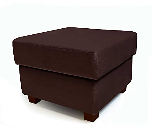 Comfort-Pur Martin Sitzpuff Sitzpouf Puff Pouf Sitzhocker mit Stauraum Fußhocker Sitztruhe Sitzwürfel (Beinfarben - Nussbaumbein, Braun)