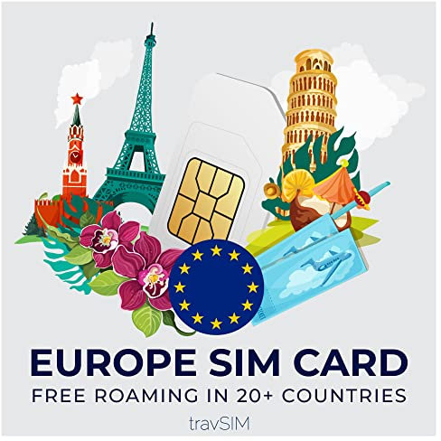 travSIM Prepaid Europa SIM-Karte | 12GB mobile Daten mit 4G/5G Geschwindigkeit. Kostenloses Roaming in mehr als 30 Ländern. Nutzen Sie die Europa SIM-Karte in iOS & Android Geräten. Gültig für 30 Tage