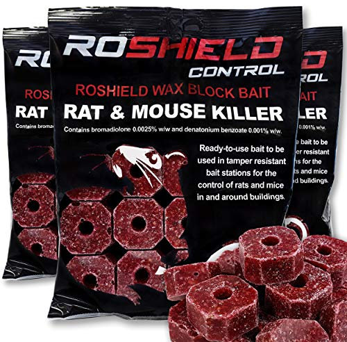 ROSHIELD- Rat/Mouse Poisoning,Poison Blocks 700g, Super Strength, Single-Feed Fast Acting Rat & Mouse Killer, Rat Poison Block Bait - Indoor,Outdoor For Rodent Bait Station Refill Packs