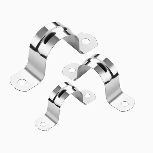 huruirui Pipe Clips 32MM 16PCS 304 Stainless Steel U Pipe Clamps Connecting Ring Hose Clamp Card Two Hole Tube Strap Tension Clips U-Tube Clamp Sturdy and Durable Pipe Clips