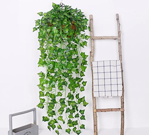 HAOSHICS Plante artificielle à suspendre - Feuilles de lierre artificielles pour mur, maison, chambre, terrasse, intérieur ou extérieur, maison, étagère et décoration de bureau (lierre A, 1)