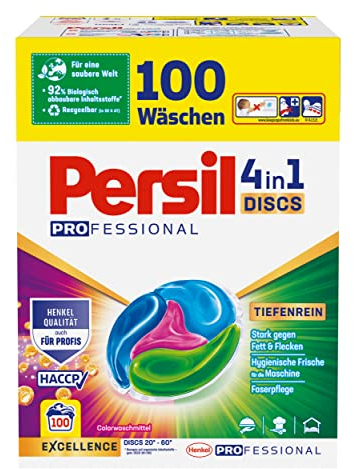 Persil 4in1 Color DISCS (100 Waschladungen), Waschmittel mit Tiefenrein Technologie, Colorwaschmittel für reine Wäsche und hygienische Frische für die Maschine