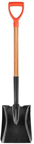 LA Zinnia 41 Square Shovel, Hardwood Handle, D-Grip, Garden Spading Tool,Flat Shovel for Construction, Landscaping, Gardening