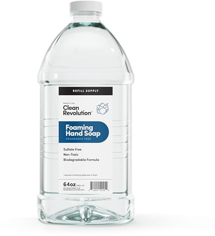 Clean Revolution Foaming Hand Soap Refill Supply Container, Ready to Use Formula, Fragrance Free, 64 Fl Oz (Pack of 1)